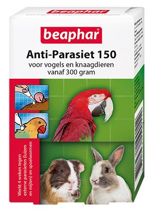 Beaphar Anti-Parasiet 150 voor vogels en knaagdieren vanaf 300 gram (levertijd onbekend!)