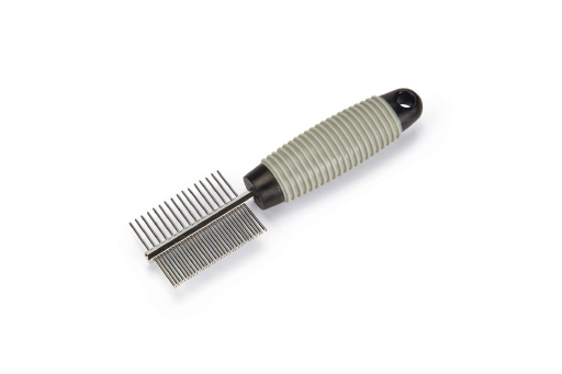 Beeztees Combi Verzorgingskam - Knaagdier - Zwart Grijs - 12cm