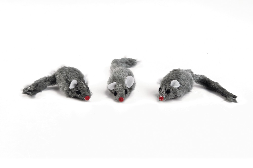 Beeztees Plush Muisje Grijs (3 Stuks)