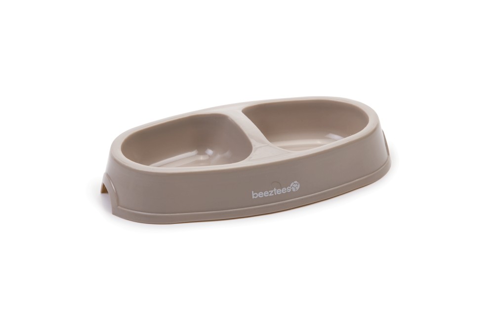 Beeztees Pluche Dinerset Kat Beige 2x0,15 L