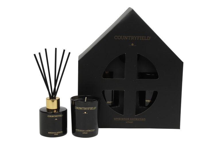 Countryfield Urban Gift Box Geurstokje & Kaars Xs Zwart