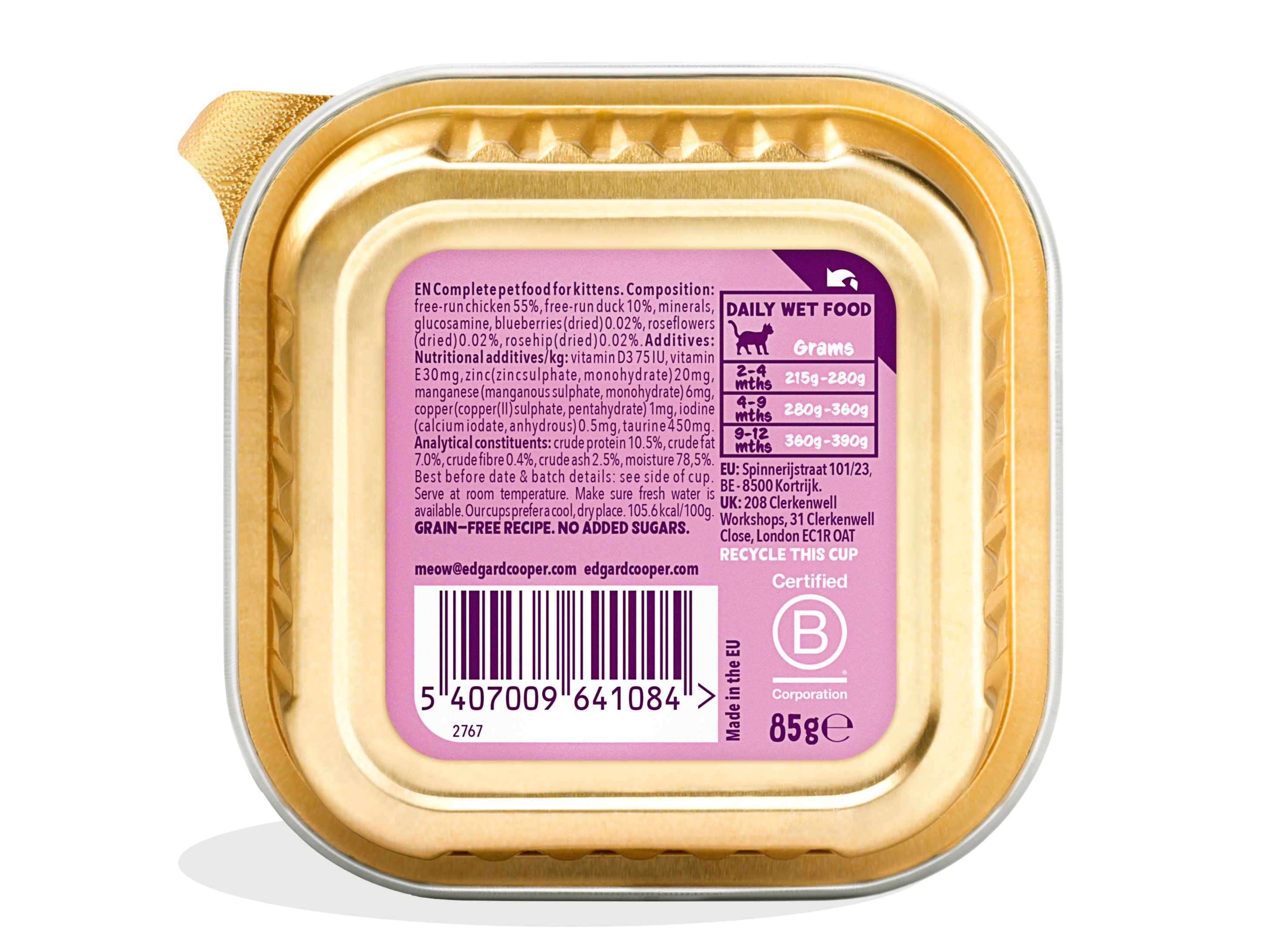 Edgard & Cooper Kitten Paté Duck & Chicken 85 gram