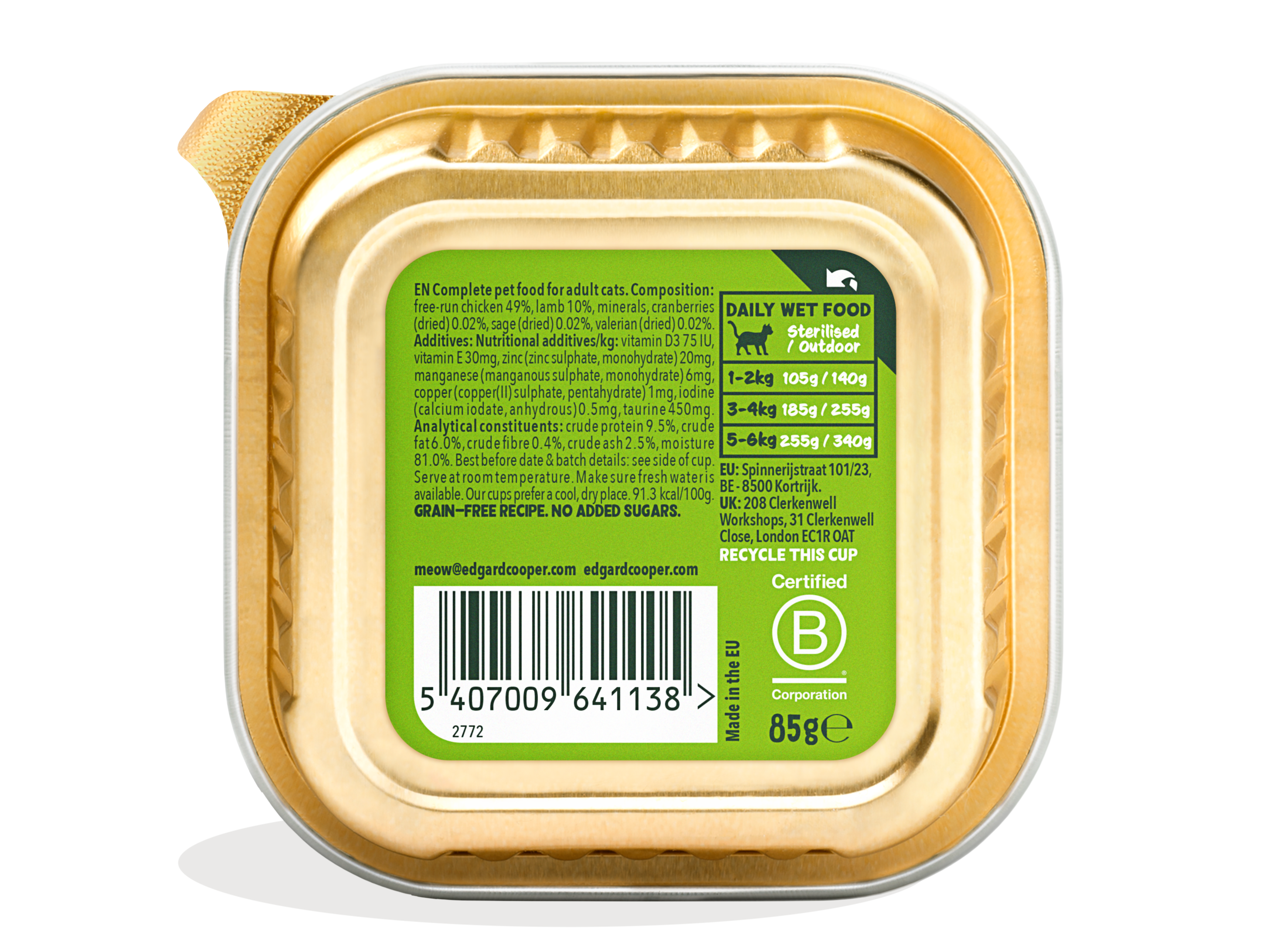 Edgard & Cooper Adult Paté Lamb & Chicken 85 gr