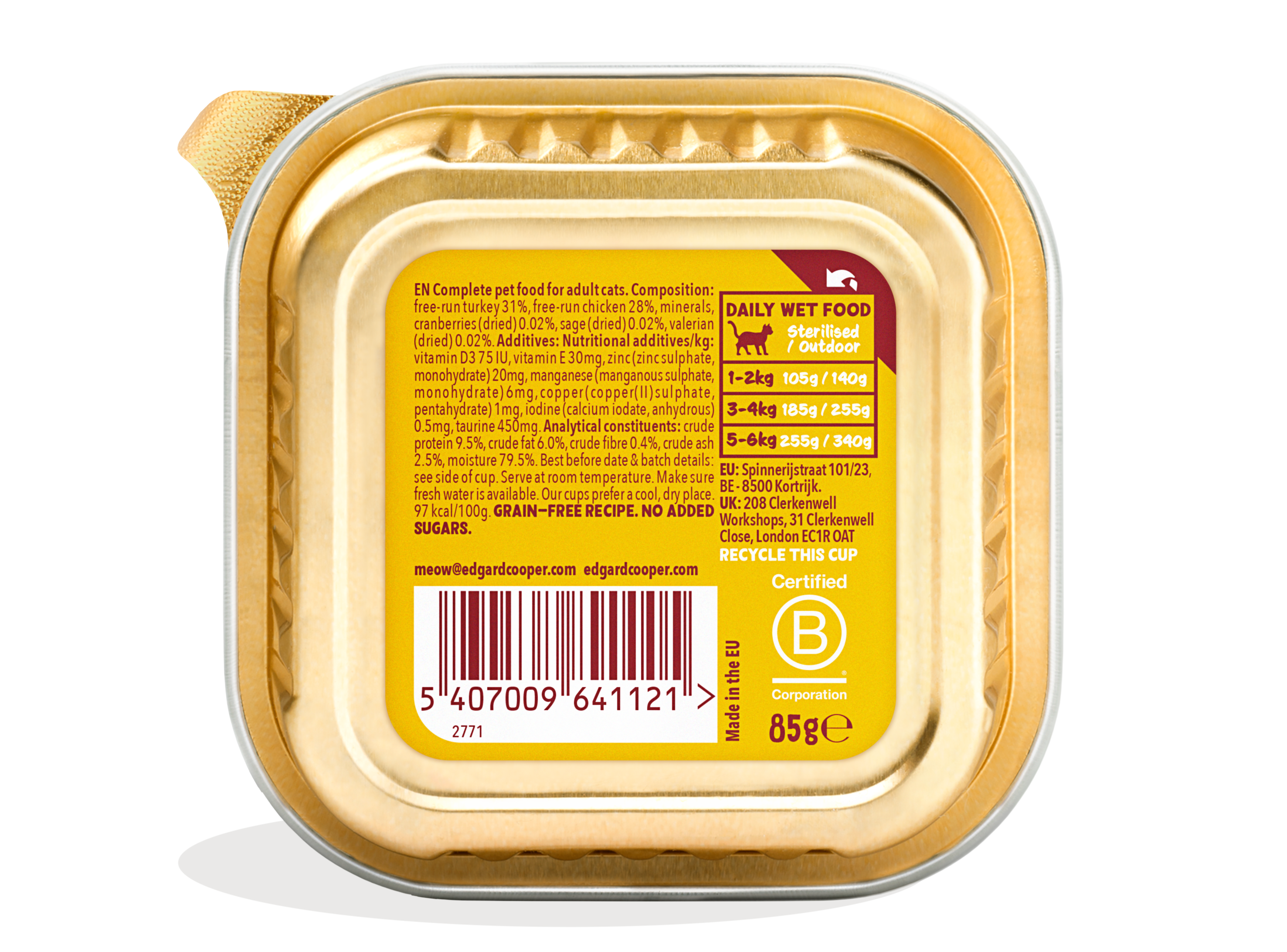 Edgard & Cooper Adult Paté Turkey & Chicken 85 gram