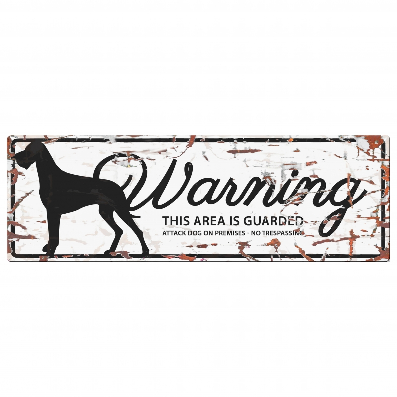 D&D Homecollection Warning Sign Danish Dog White