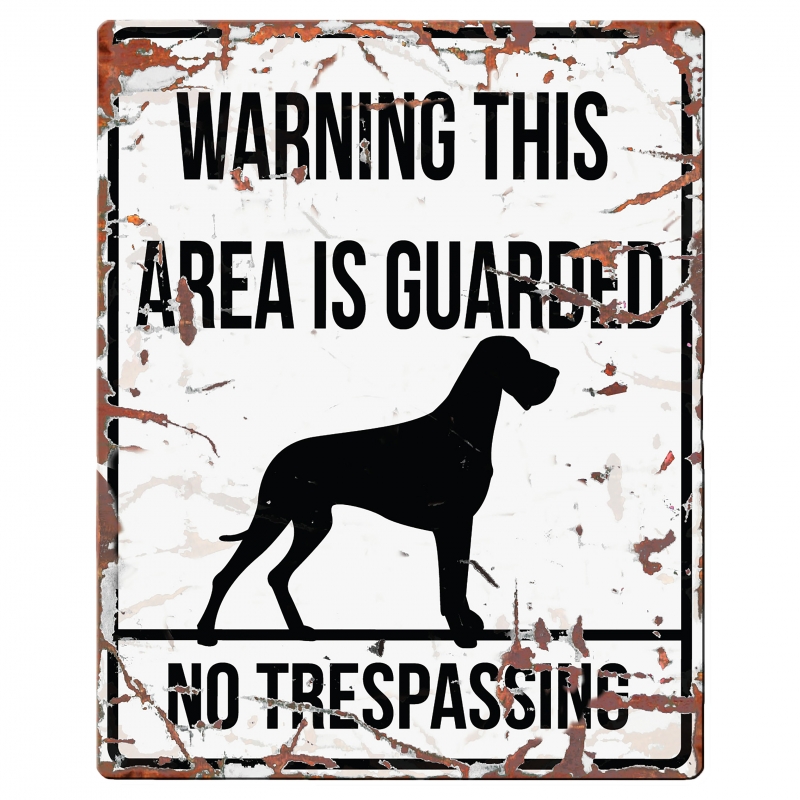 D&D Homecollection Warning Sign Square Danish Dog White