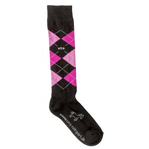 USG Rijsokken Zwart-Roze-Fuchsia 29-35