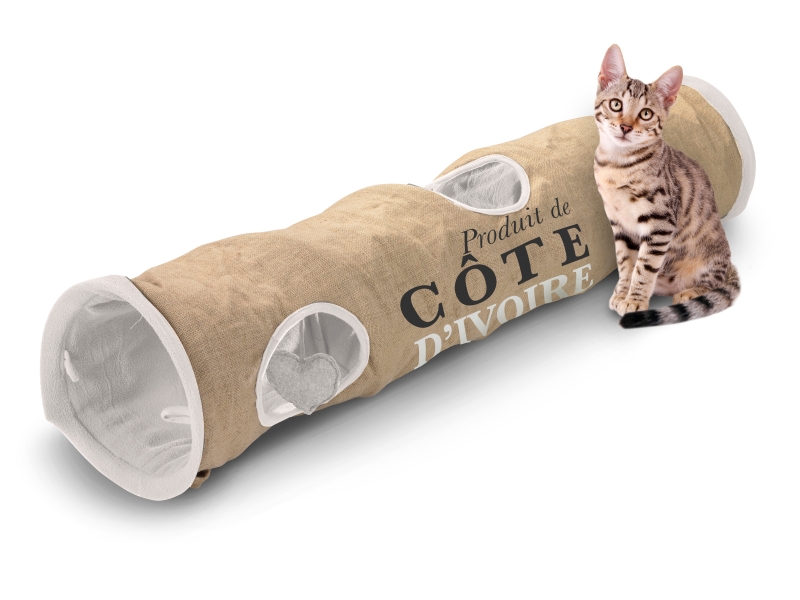 D&D Cat Tunnel Cote D Ivoire Jute 120x25x25cm