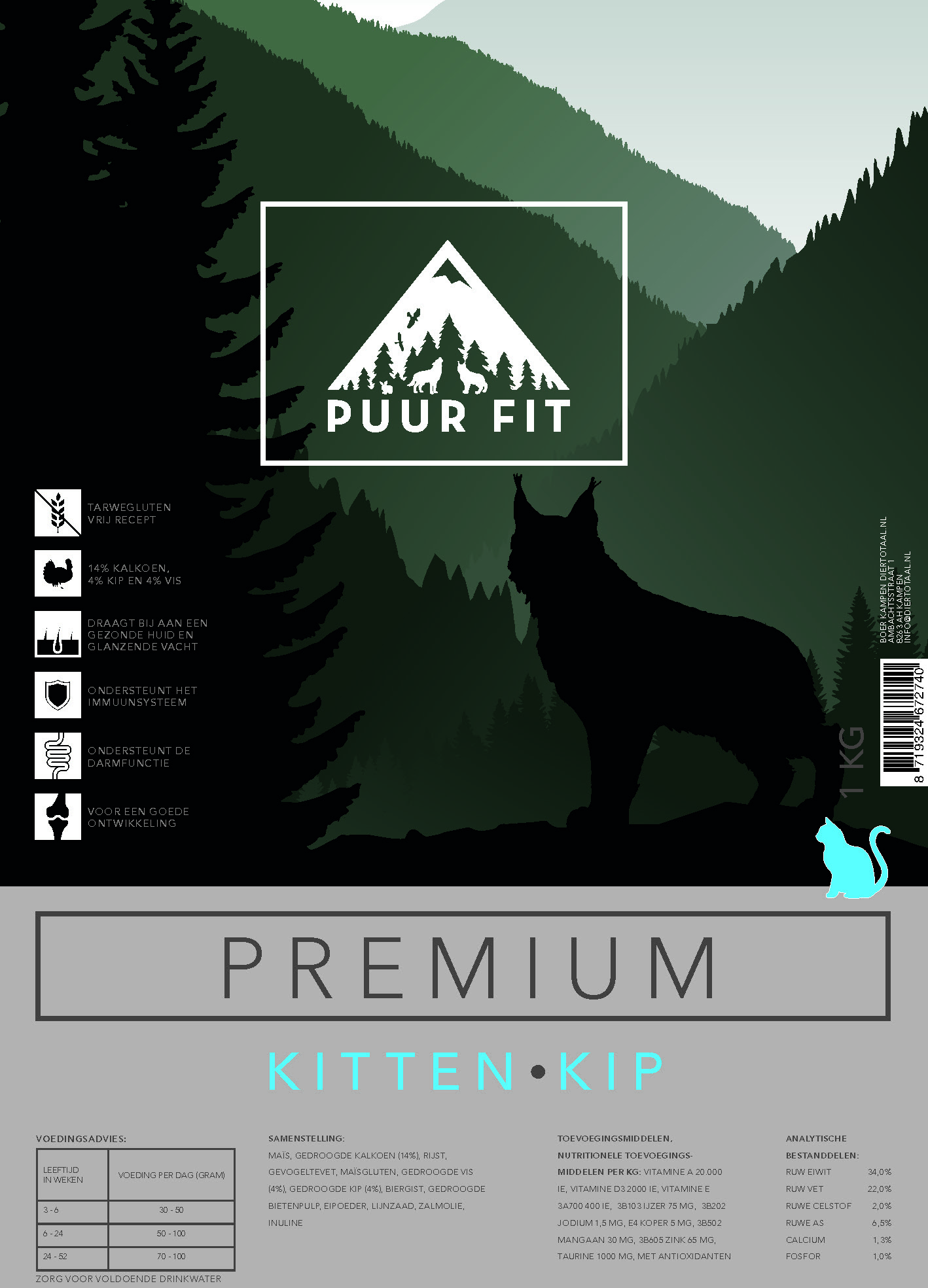 Puur Fit Premium Kat Kitten Kip 1 kilo