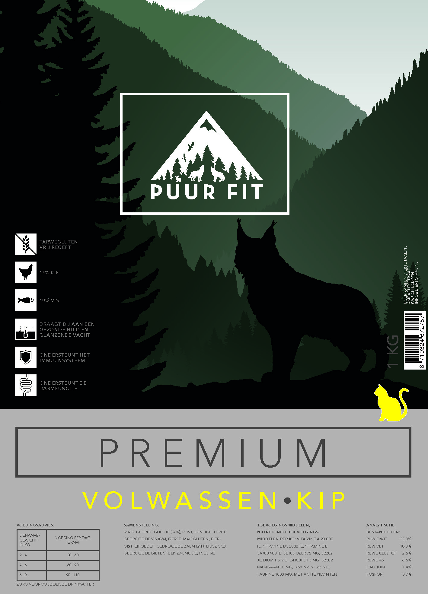 Puur Fit Premium Kat Volwassen Kip 1 kilo