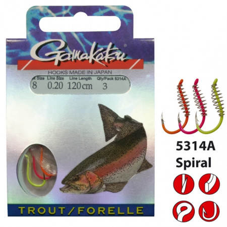 Gamakatsu Hooks Bkd-5314A Spiral 120Cm 0.20 Size8