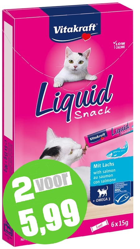 Vitakraft Cat Liquid-Snack Zalm & Omega 6 Stuks